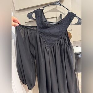 Black Off-Shoulder Top with Lace Detail